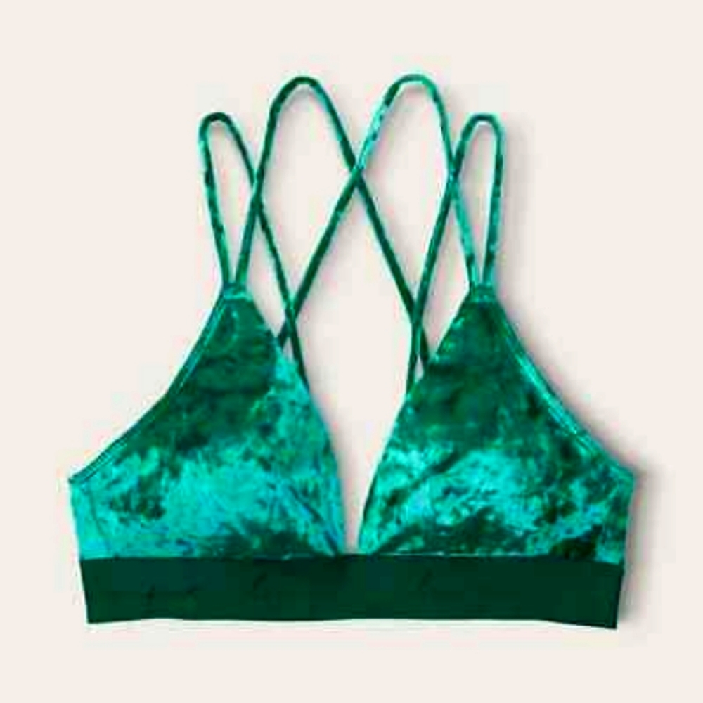 PINK Victoria's Secret Green Velvet Racerback Bralette